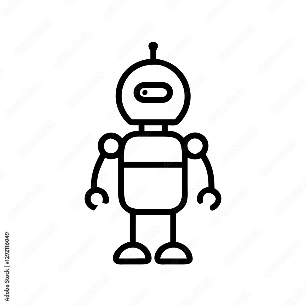 AI Robot icon standing against a white background AI Robot icon standing against a white background