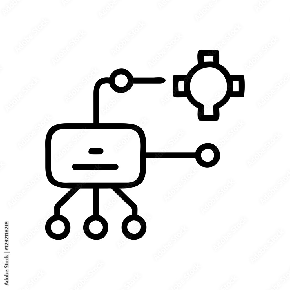 Machine Learning Model diagram in a minimalistic line art style Machine Learning Model diagram in a minimalistic line art style