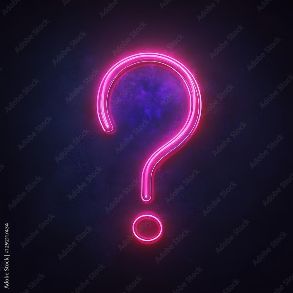 Naklejka premium Neon Question Mark on Dark Background