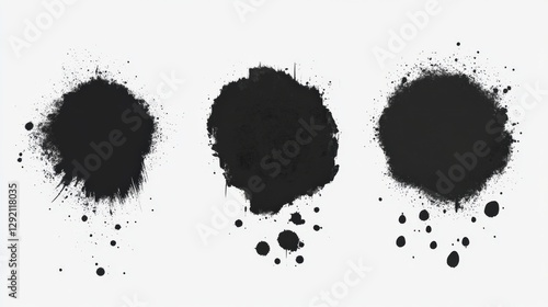 Wallpaper Mural Abstract black ink splashes on a white background, suitable for creative design projects Torontodigital.ca