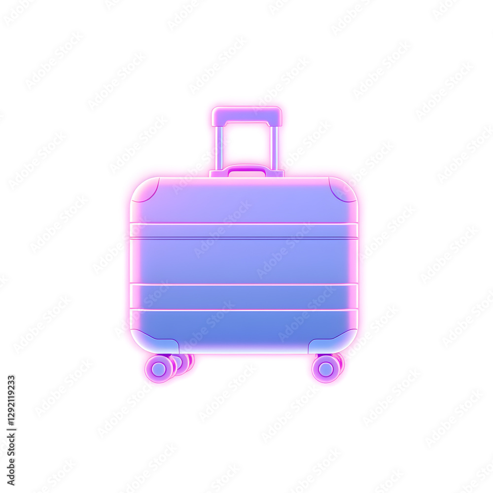 Trolley suitcase holographic 3D icon. neon symbol vector illustration isolated on white background. Generative AI Trolley suitcase holographic 3D icon. neon symbol vector illustration isolated on white background. Generative AI