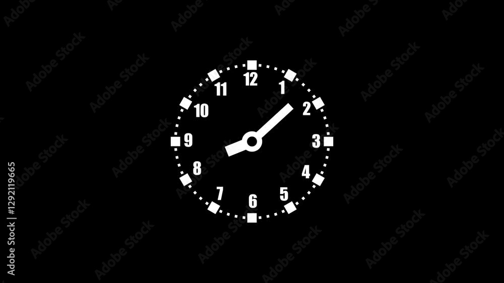 Circle analog clock isolated animation, Count down clock animated, clock on black background Circle analog clock isolated animation, Count down clock animated, clock on black background