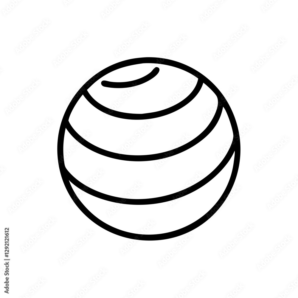 Fit Ball icon illustration in black and white style Fit Ball icon illustration in black and white style