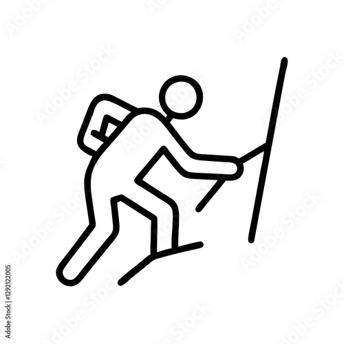 Mountain Climber climbing on a steep surface in a minimalist style