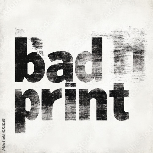 bad print textured text on white background