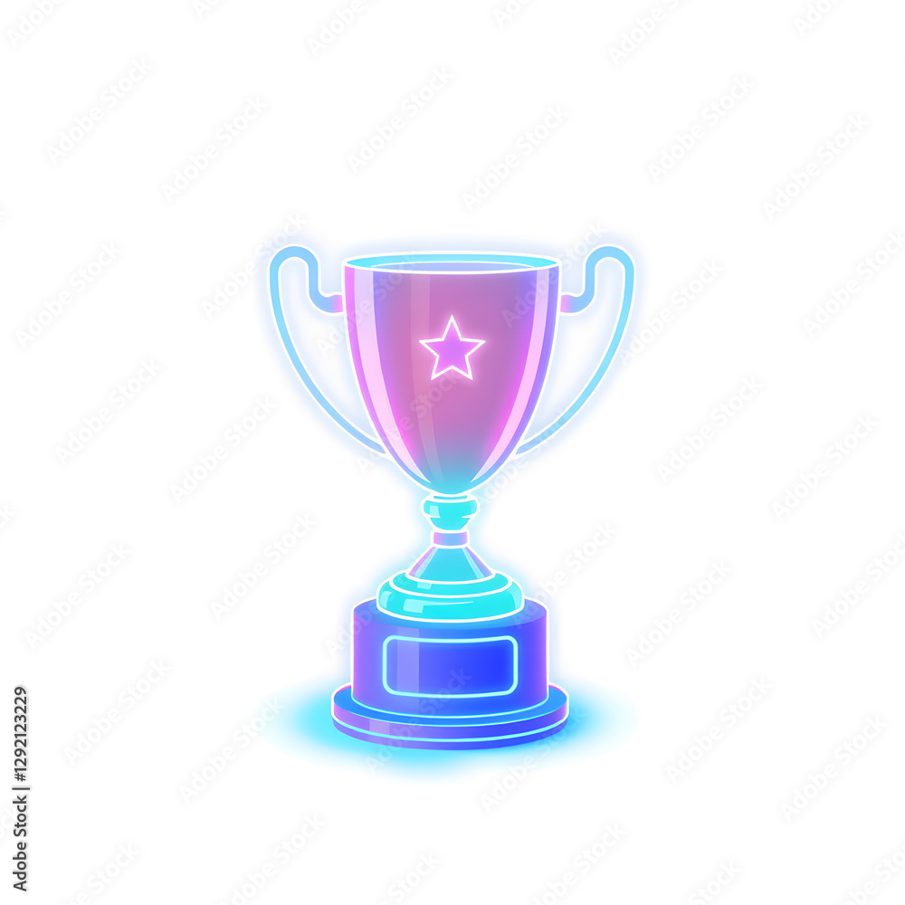 Trophy holographic 3D icon. neon symbol vector illustration isolated on white background. Generative AI Trophy holographic 3D icon. neon symbol vector illustration isolated on white background. Generative AI