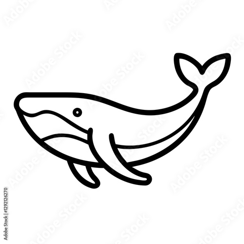 Blue Whale icon swimming in the ocean