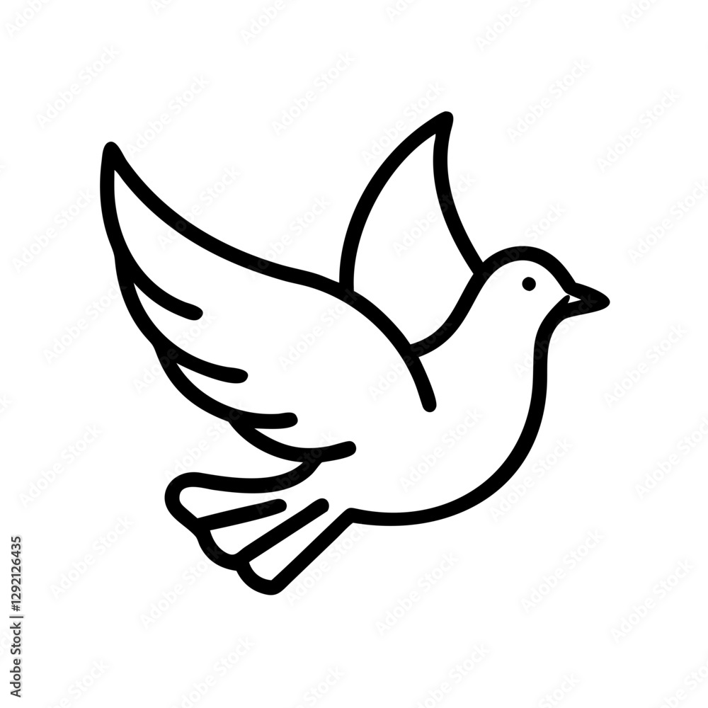 Dove flying icon with wings spread Dove flying icon with wings spread