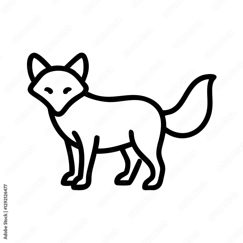 Fototapeta premium Fox icon standing on white background