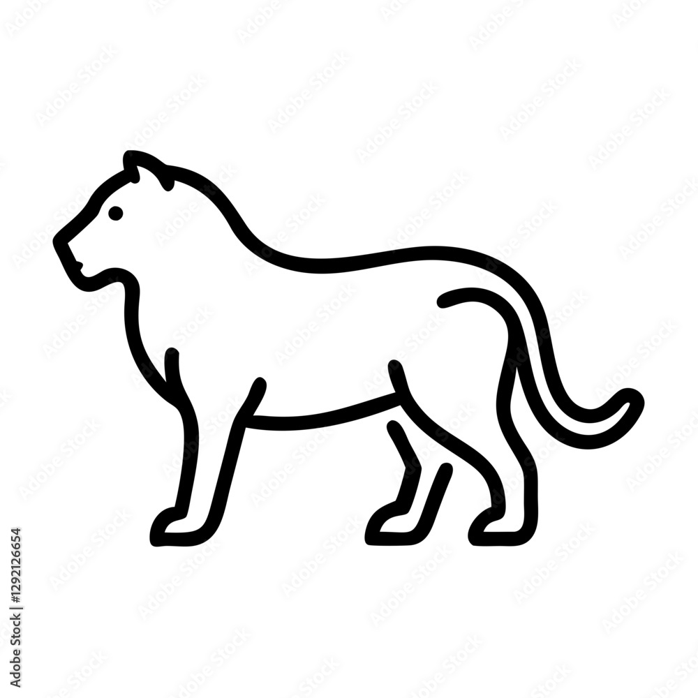 Fototapeta premium Lion icon standing on a white background