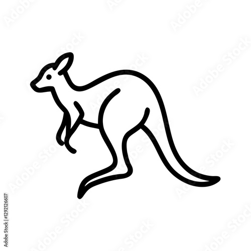 Kangaroo icon leaping in minimalist black and white style photo