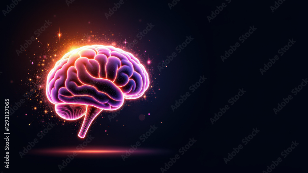 Brain with sparkles illustrating artificial general intelligence concepts. Brain with sparkles illustrating artificial general intelligence concepts.
