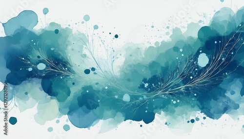Wallpaper Mural cool toned watercolor abstract with splashes adding a touch of energy and dynamism Torontodigital.ca