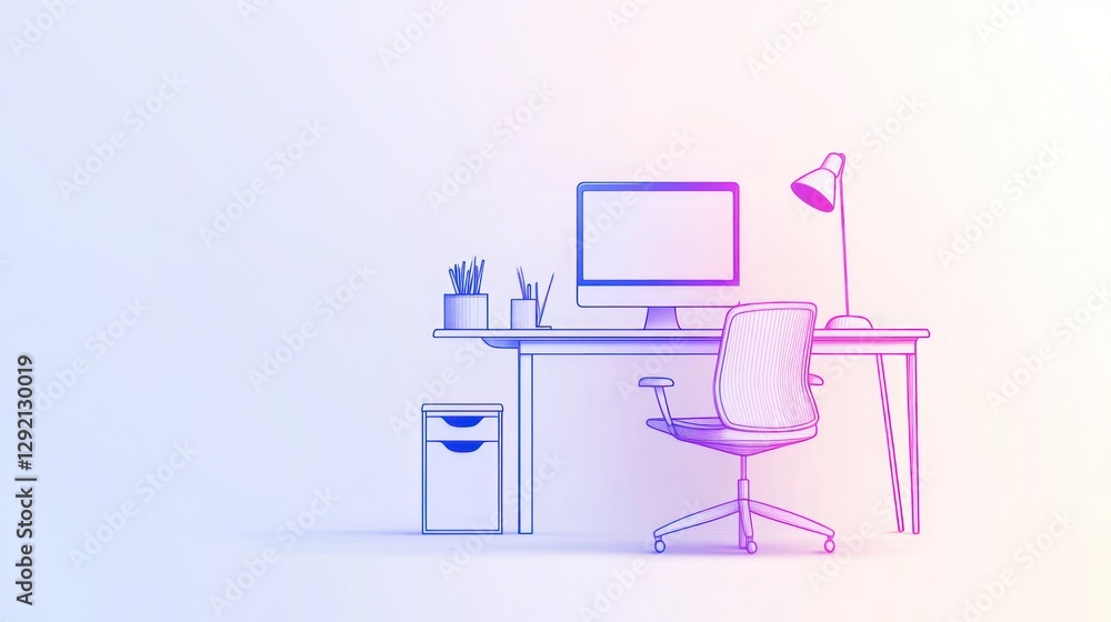 Fototapeta premium Minimalist Workspace Illustration (1)