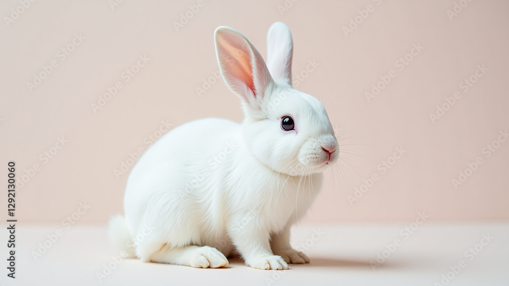 Obraz premium cute white bunny sits