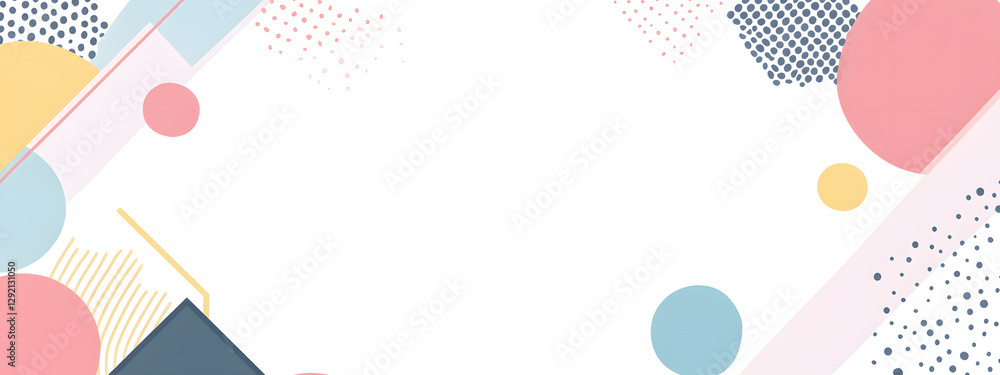 A white background with pastel-colored geometric shapes and patterns framing the edges of an empty rectangle
A white background with pastel-colored geometric shapes and patterns framing the edges of an empty rectangle