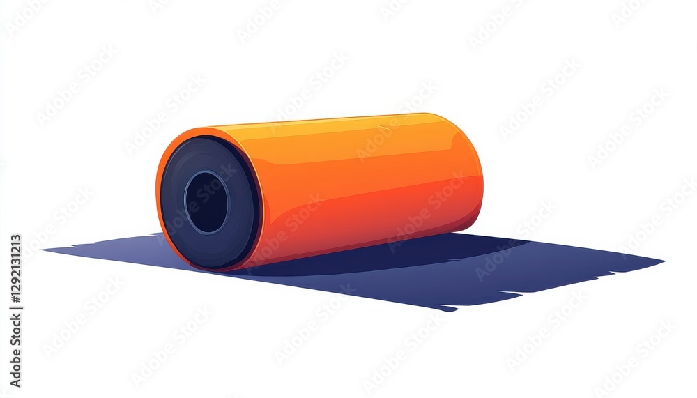 Rolling Orange Tool Highlighting Asphalt Texture on White Background Rolling Orange Tool Highlighting Asphalt Texture on White Background