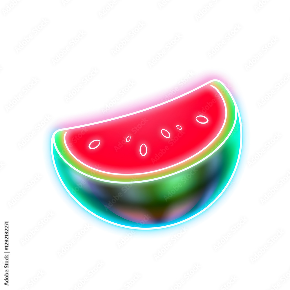 Watermelon holographic 3D icon. neon symbol vector illustration isolated on white background. Generative AI Watermelon holographic 3D icon. neon symbol vector illustration isolated on white background. Generative AI