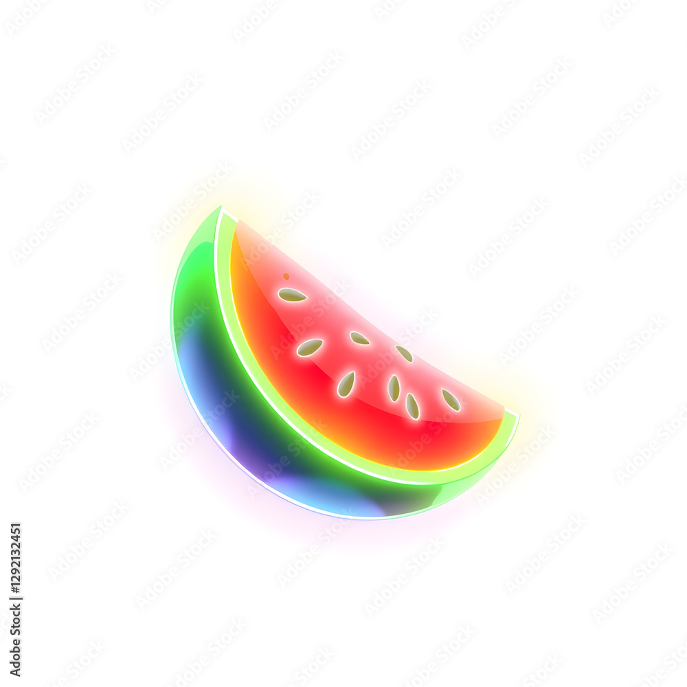 Watermelon holographic 3D icon. neon symbol vector illustration isolated on white background. Generative AI Watermelon holographic 3D icon. neon symbol vector illustration isolated on white background. Generative AI