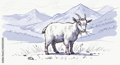 white goat in the mountains