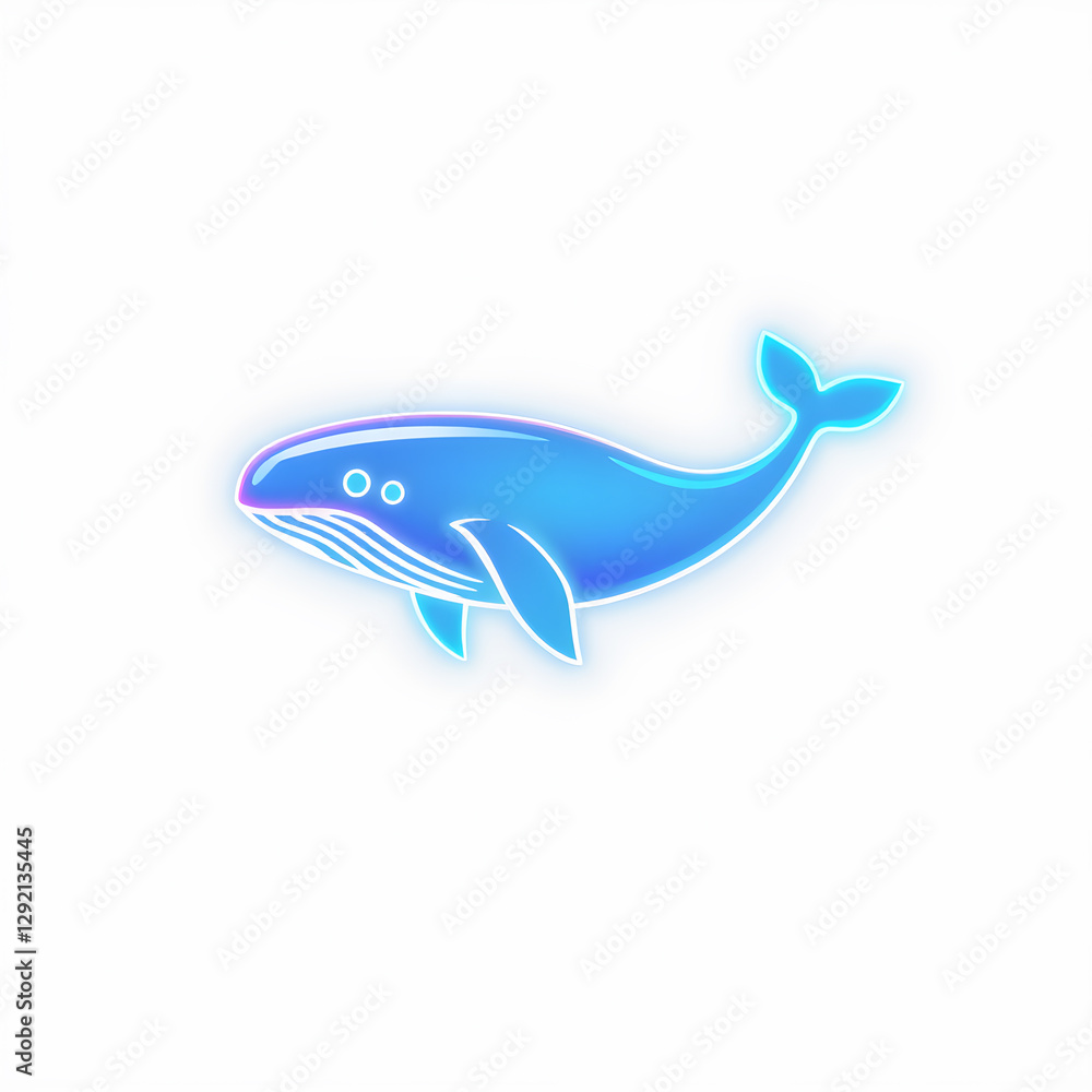 Obraz premium Whale holographic 3D icon. neon symbol vector illustration isolated on white background. Generative AI