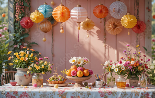 flower, flowers, bouquet, decoration, wedding, vase, food, table, still life, arrangement, autumn, garden, nature, orange, yellow, celebration, decor, fruit, color, floral, spring, wood, event, leaf, 