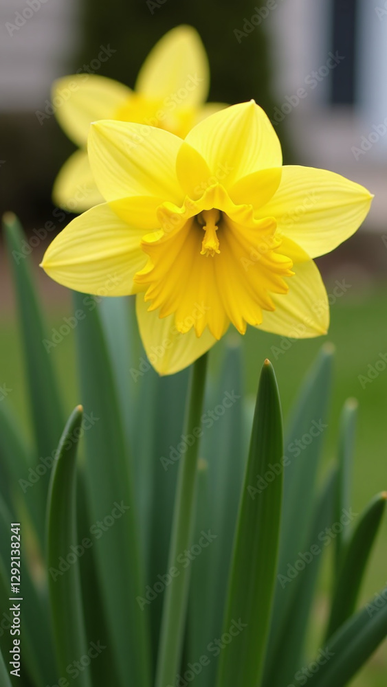 daffodils bloom spring gardens outside homes vibrant yellow daffodils bloom spring gardens outside homes vibrant yellow