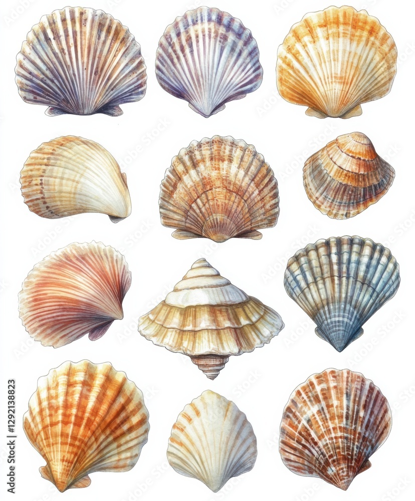 Watercolor Seashells Collection Watercolor Seashells Collection