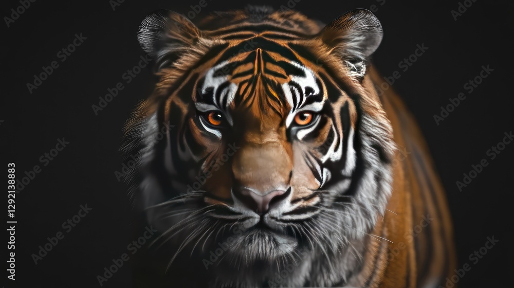 Fototapeta premium Sumatran Tiger Illustration: Sumatran tiger isolated on transparent background,
