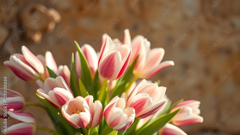 Naklejka premium Soft Light and Tulip Bouquet Cinematic Composition in Muted Tones