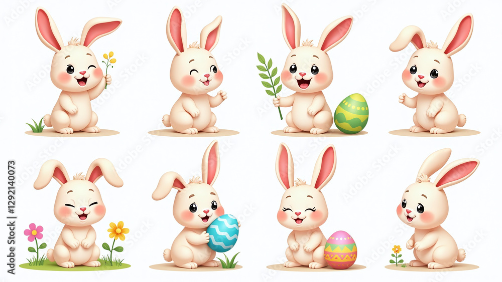 easter bunny cartoon character illustration set available multiple poses various easter bunny cartoon character illustration set available multiple poses various