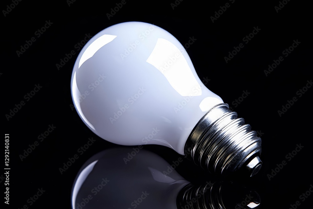 Glowing light bulb in dark room, free area.