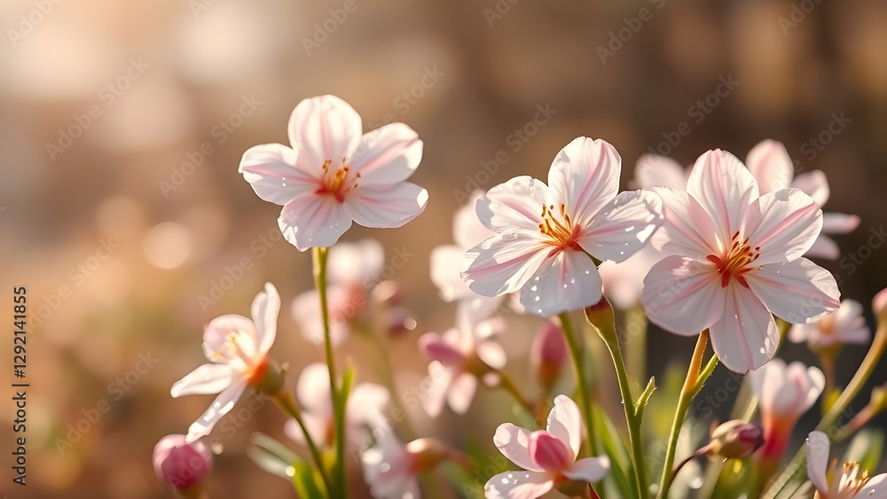 Naklejka premium Gentle Spring Mornings Dew-kissed Bloom in Soft Pastels