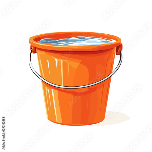 Vector clipart illustration of bucket filled with water isolated on a white background