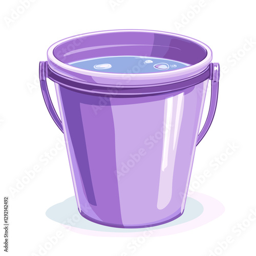 Vector clipart illustration of bucket filled with water isolated on a white background