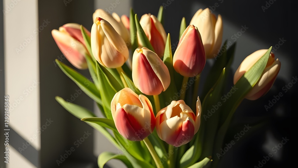 Fresh Tulip Bouquet Hyper-realistic Beauty in Soft Light and Bold Contrast Fresh Tulip Bouquet Hyper-realistic Beauty in Soft Light and Bold Contrast