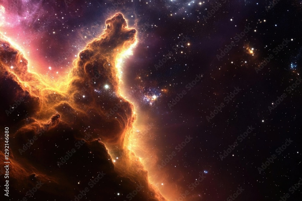 Fototapeta premium Stunning cosmic landscape of glowing nebula and stars