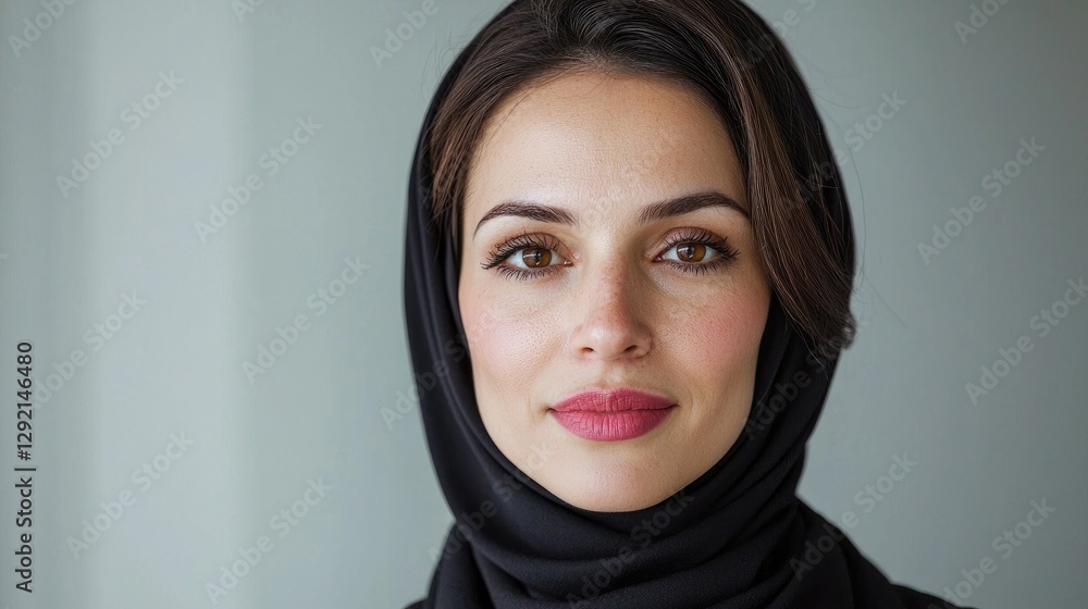 Woman in hijab, portrait, neutral background, possible use for cultural diversity or social media Woman in hijab, portrait, neutral background, possible use for cultural diversity or social media