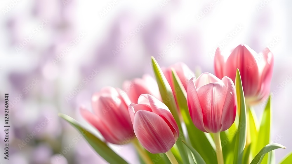 Fototapeta premium Enchanting Spring Tulips Soft Light Lavender Beauty