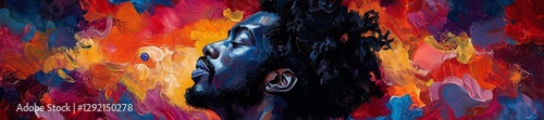 Vibrant Painting of an African American Hero Surrounded by Juneteenth Colors and Symbols. Generative AI