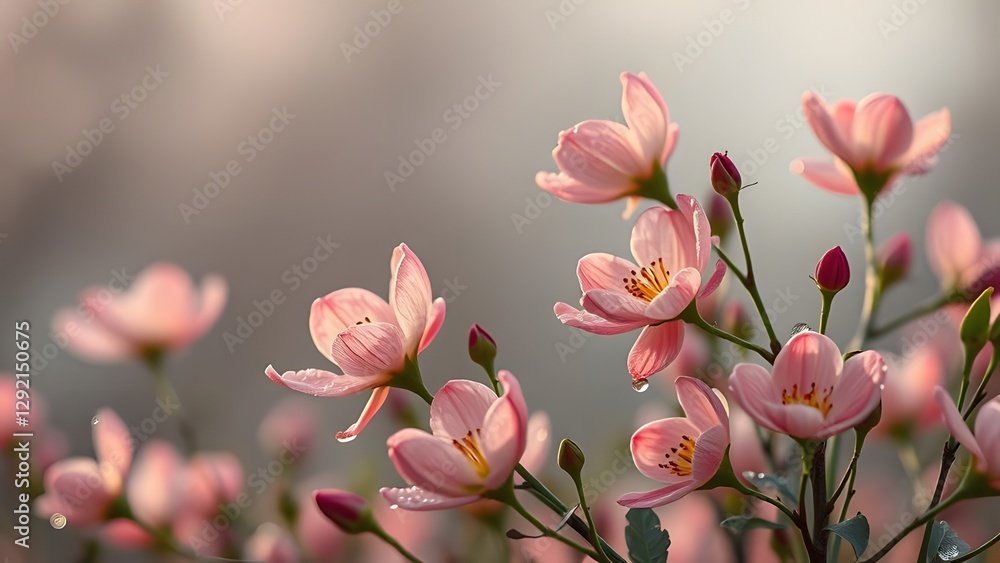 Serene Spring Morning Dew-kissed Blooms in High Contrast Serene Spring Morning Dew-kissed Blooms in High Contrast