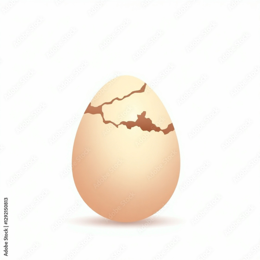 Vector illustration. Cracked easter egg, isolated on white and place for text isolated on a white background. Vector illustration. Cracked easter egg, isolated on white and place for text isolated on a white background.