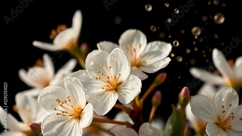 Golden Spring Blossoms Luxury Product Photography in Bold Black and Gold Contrast