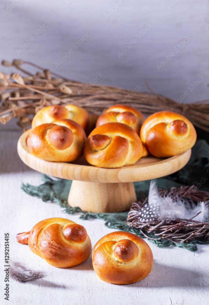 Larks - birds made of dough, to welcome spring. Traditional festive bread bird made of buttery dough. cooking homemade cakes, process