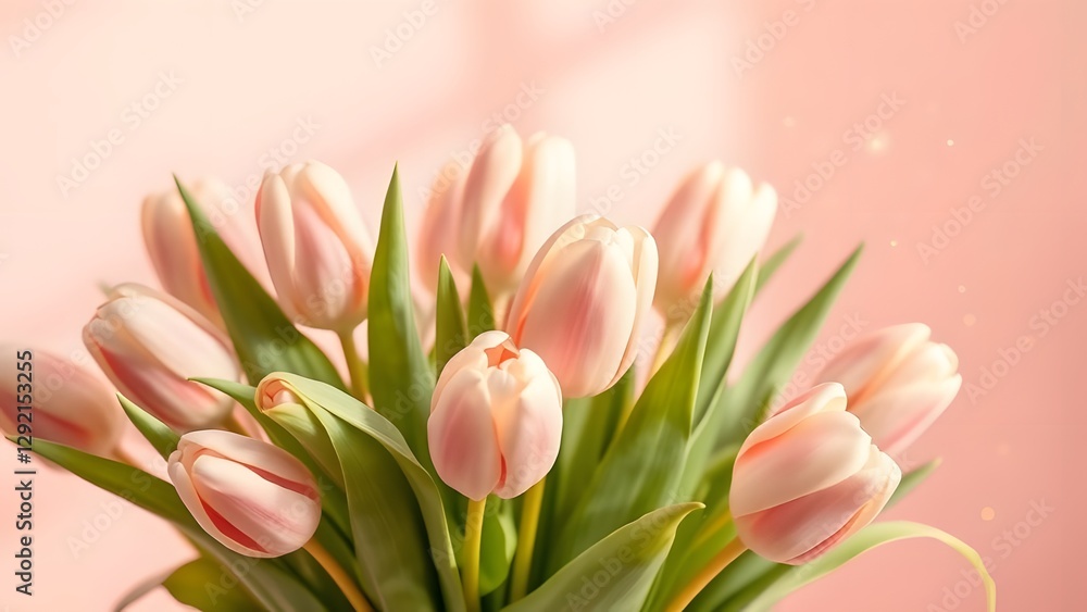 Delicate Tulip Bouquet in Soft Pastel Light with Golden Dust Delicate Tulip Bouquet in Soft Pastel Light with Golden Dust