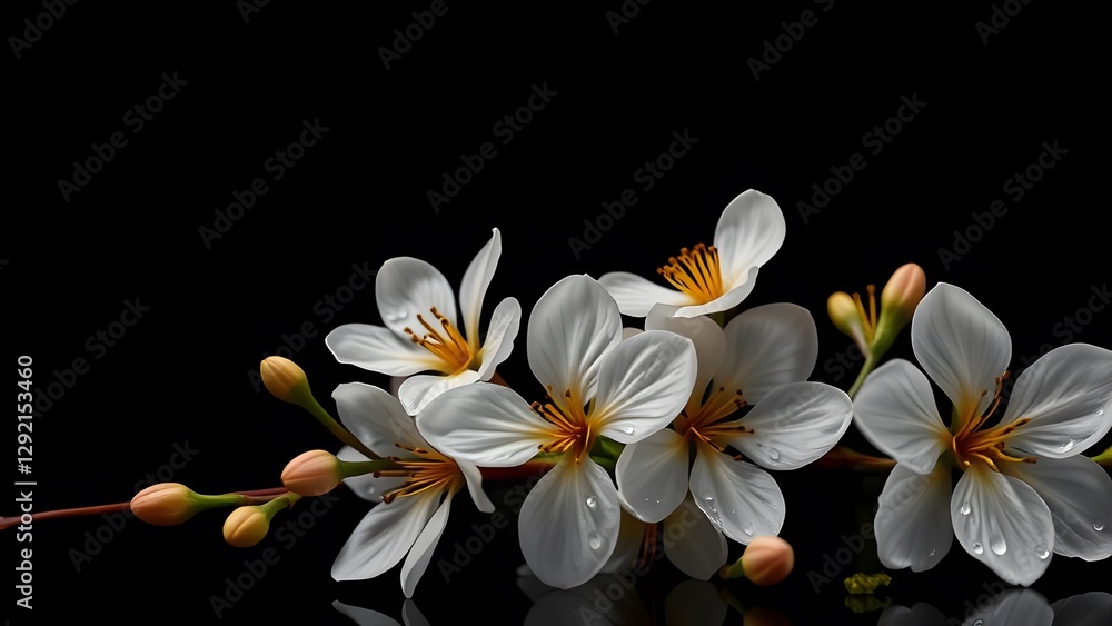 Fototapeta premium Elegant Jewelry Showcase Spring Blossoms in Cinematic Style