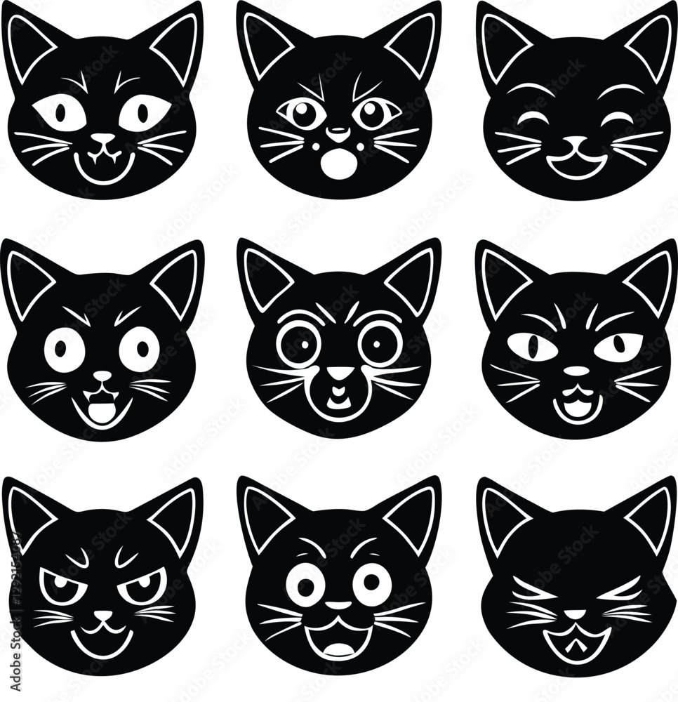 set of cats silhouettes set of cats silhouettes