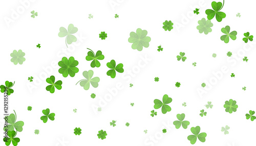 Green White St. Patricks Day BG. Flying clover leaves.
