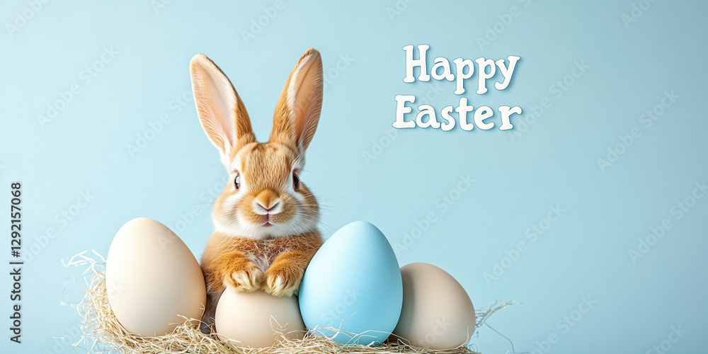 Fototapeta premium Easter Bunny with Eggs