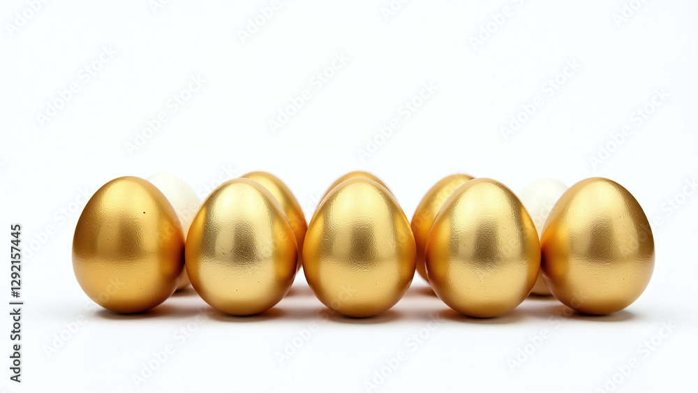 white background holds dozen beautifully decorated easter golden eggs isolation white background holds dozen beautifully decorated easter golden eggs isolation
